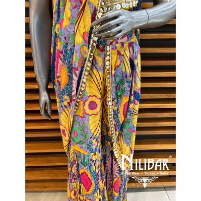 Yellow Silk Georgette Saree