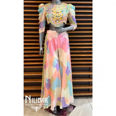  Multi Satin Palazzo Set