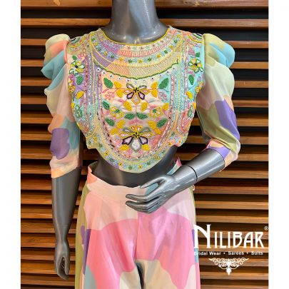  Multi Satin Palazzo Set