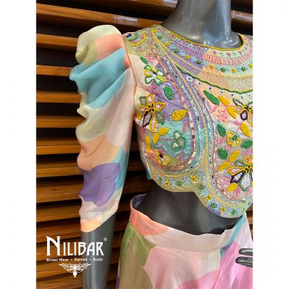  Multi Satin Palazzo Set