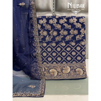 Navy Blue Crepe Unstitched Suit