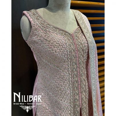Powder Pink Silk Georgette Lehenga
