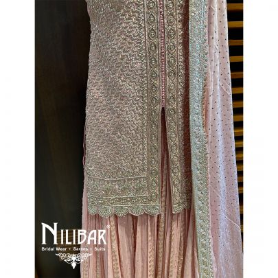 Powder Pink Silk Georgette Lehenga