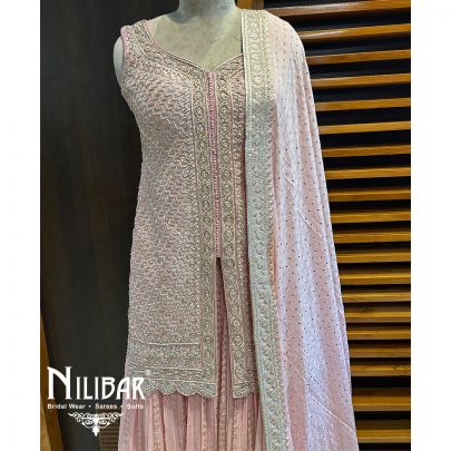 Powder Pink Silk Georgette Lehenga