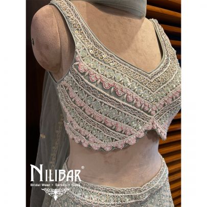 Powder Blue Net Georgette Lehenga