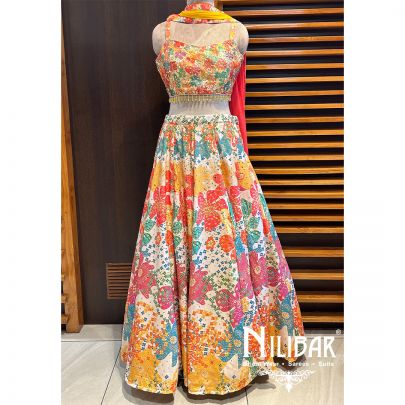 Multicolor Silk Lehenga
