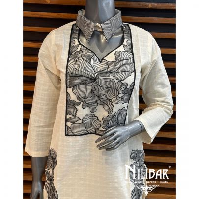 Cream Cotton Dhoti Suit