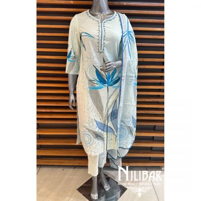 Blue Cotton Pant Suit