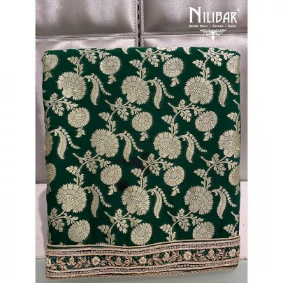 Bottle Green Georgette Unstitched Suit