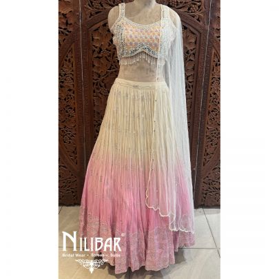 Pink Georgette Silk Lehenga