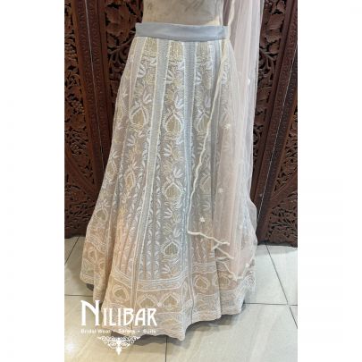 Light Lemon/Pink Georgette Net Lehenga