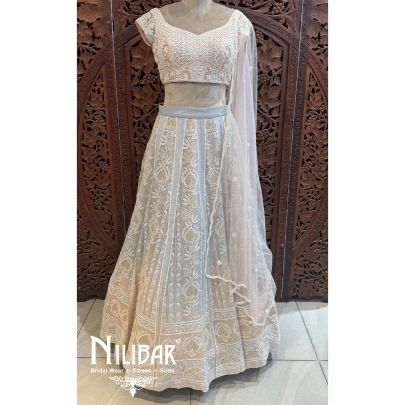 Light Lemon/Pink Georgette Net Lehenga