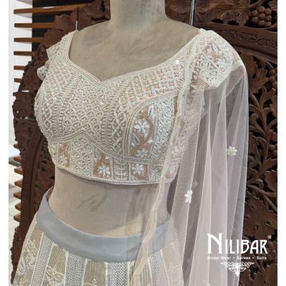 Light Lemon/Pink Georgette Net Lehenga