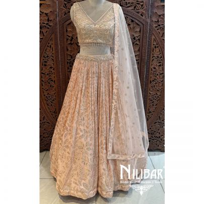 Pink Net Lehenga