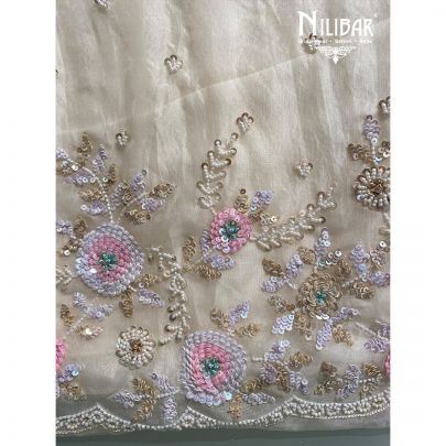 Pearl White Organza Unstitched Suit