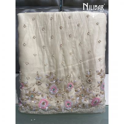 Pearl White Organza Unstitched Suit