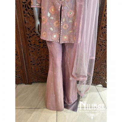 Pastel Lame Silk Bell Bottom Set