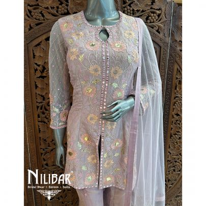 Pastel Lame Silk Bell Bottom Set
