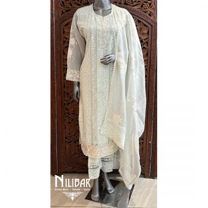 Light Mint Organza Pant Suit
