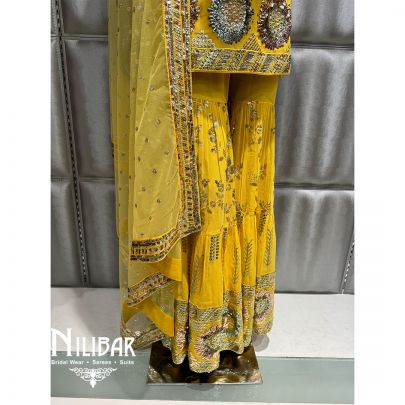 Yellow Georgette Embroidered Garara Suit