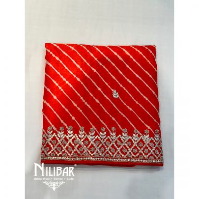 Orange Silk Organza Embroidered Unstitched Suit