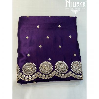 Purple Silk Organza Embroidered Unstitched Suit