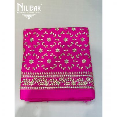 Hot Pink Silk Chinon Embroidered Unstitched Suit