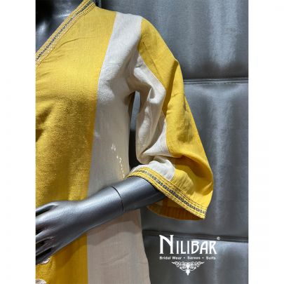 Yellow And Cream Cotton Summer Pant Suit