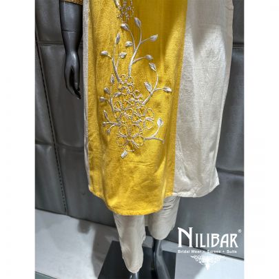 Yellow And Cream Cotton Summer Pant Suit