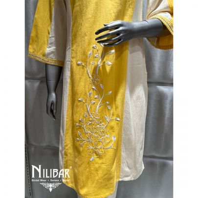 Yellow And Cream Cotton Summer Pant Suit