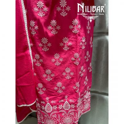 Bright Pink Printed Cotton Summer Pant Suit