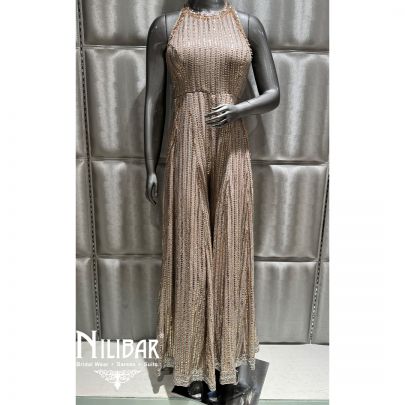 Grey Georgette Sequin Embroidered Jumpsuit