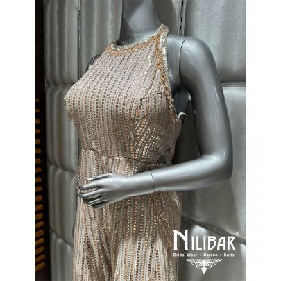 Grey Georgette Sequin Embroidered Jumpsuit