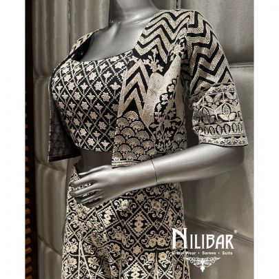 Black Georgette Sequin Embroidered Three Piece Set