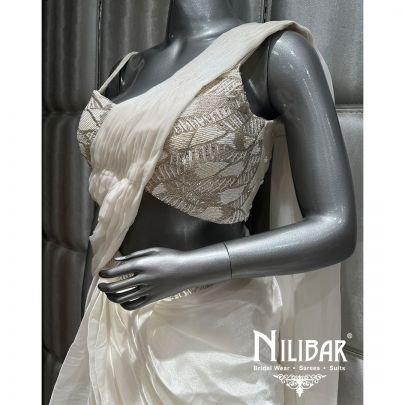 White Organza Embroidered Drape Lehenga