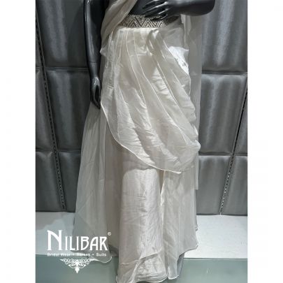 White Organza Embroidered Drape Lehenga
