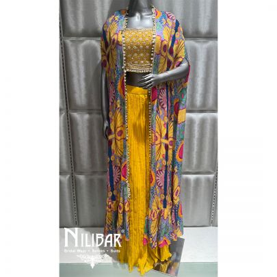 Yellow Georgette Embroidered Three Piece Set