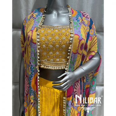 Yellow Georgette Embroidered Three Piece Set