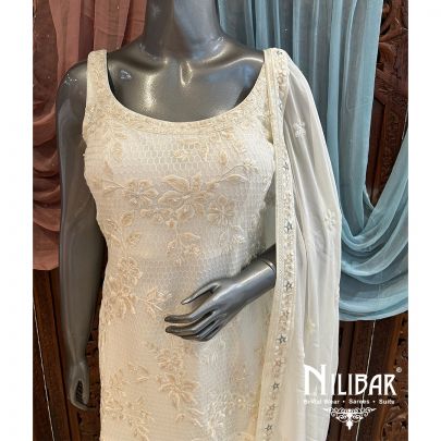 Daisy White Georgette Garara Suit