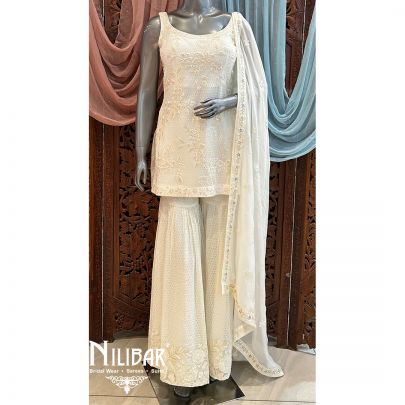 Daisy White Georgette Garara Suit