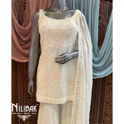 Daisy White Georgette Garara Suit