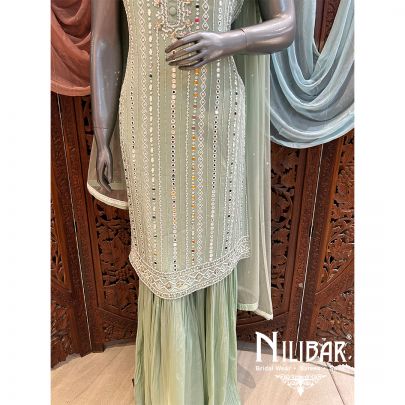 Pistachio Green Crepe Garara Suit