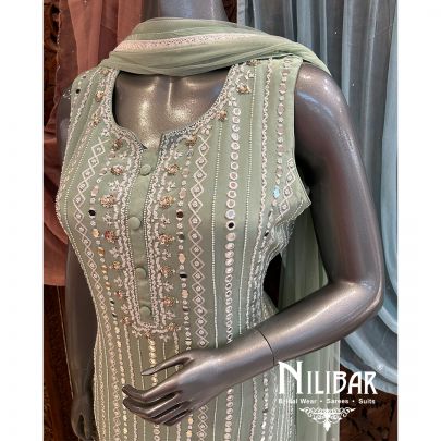 Pistachio Green Crepe Garara Suit