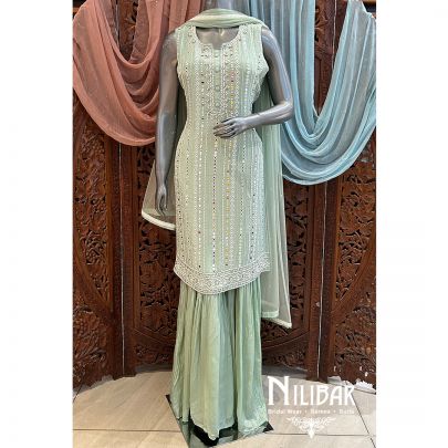 Pistachio Green Crepe Garara Suit