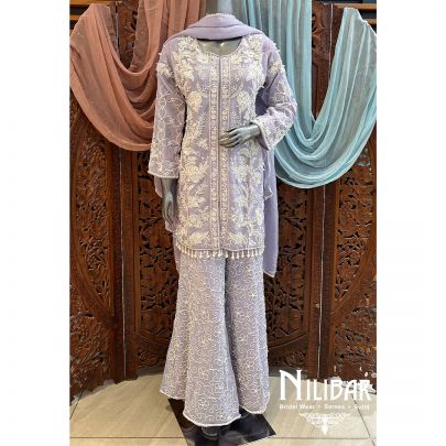 Lilac Crepe Palazzo Suit