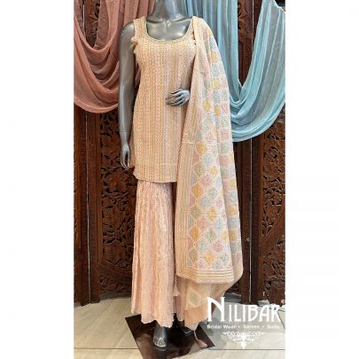 Light Peach Georgette Garara Suit