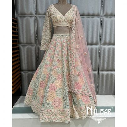 Multicolor Net Embroidered Lehenga