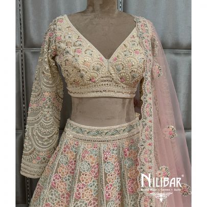 Multicolor Net Embroidered Lehenga