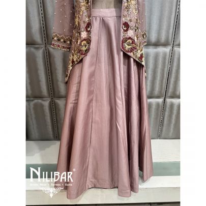 Lilac Silk Embroidered Lehenga