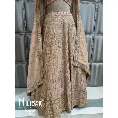 Peach Lame Embroidered Lehenga